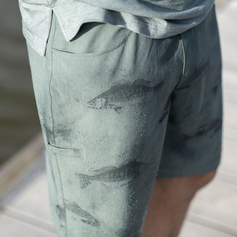 Men's Water Activated Fish Print 9 Inch Inseam Boardshort image number 3