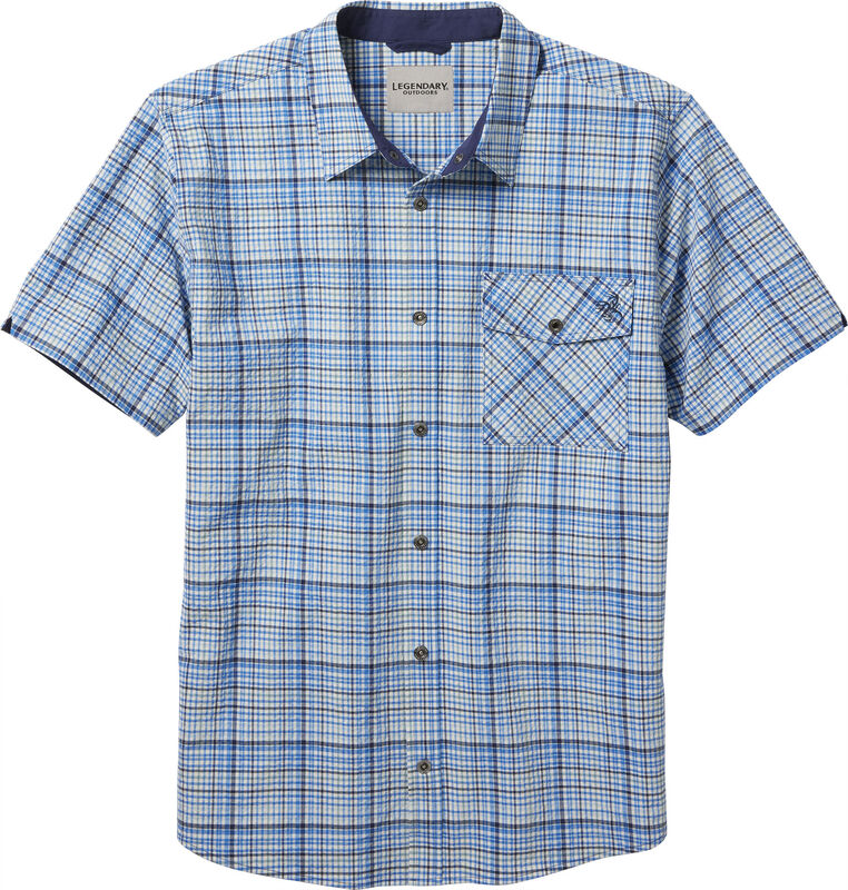 Men's Textured Stretch Woven Plaid Short Sleeve Shirt image number 0