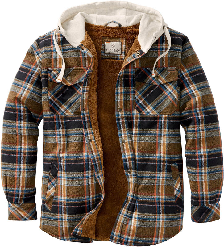 Men's Camp Night Berber Lined Hooded Flannel Shirt Jacket image number 0