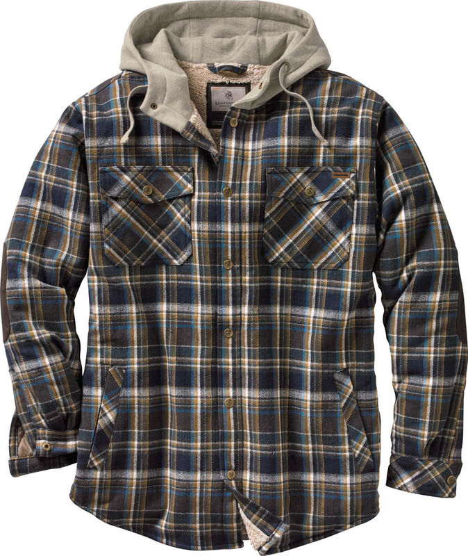 Men's Camp Night Berber Lined Hooded Flannel Shirt Jacket image number 2