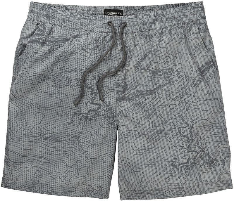 Men's Quick Dry Topographical Print 7 Inch Inseam Swim Trunks image number 0