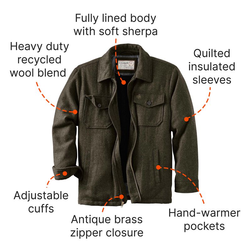 Men's Tough as Buck Outdoorsman Berber Lined Wool Jacket image number 3