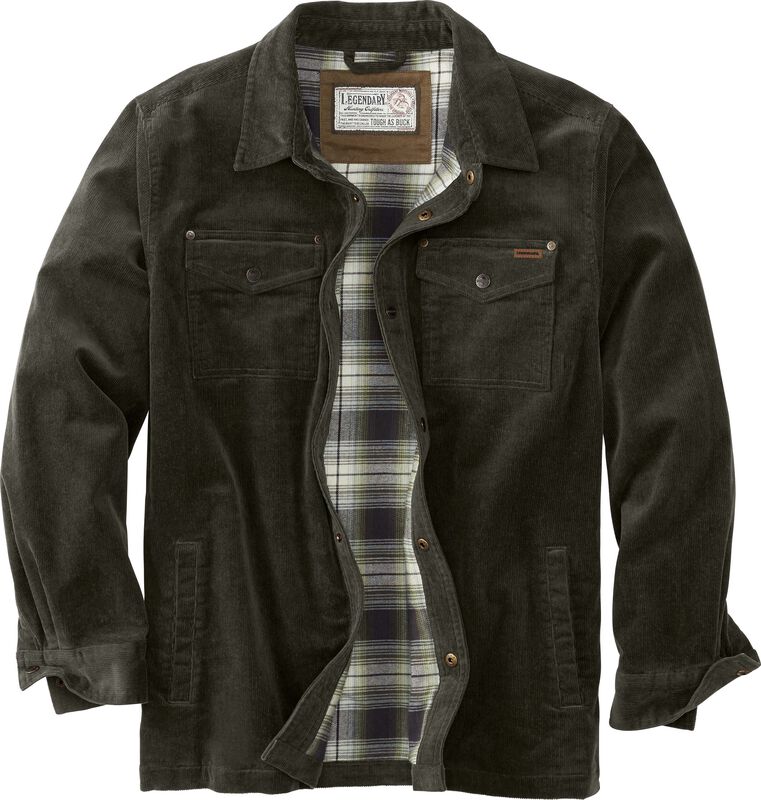 Men's Tough as Buck Flannel Lined Corduroy Shirt Jacket image number 0